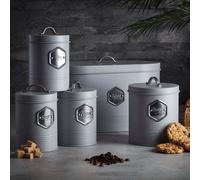 Kitchen Storage Canister 5pc Set Tea Coffee Sugar Bread Biscuit Bins 11 Colours