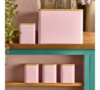 Cooks Professional 5 Piece Square Kitchen Storage Set with Bamboo Lids | Pink