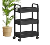 Kitchen Storage Cart - 3 Tier Rolling Snack Shelf, Mobile Book Stand, Tiered Shelf Organizer | Wheeled Book Storage Rack For Kitchen, Home, Office, Dorm, School, Multipurpose Supply Trolley Use