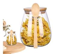 Kitchen Storage Jar - Glass Material, Clear Canister With Wooden Lid, Clamp Closure | Durable Condiment Container Longtail Organizer For Sugar Salt Spices Pantry Countertop Cooking