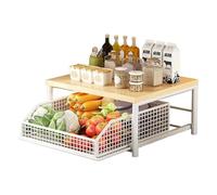 Kitchen Storage Rack - 15 Inches Vertical 2-Tier Organizer Rack, Standing Storage Shelves, Countertop Space Saver | Multipurpose Utility Shelf For Pantry Bathroom & Garage Shower Bar Apartment