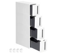 SONGMICS Storage Tower on Wheels Narrow Kitchen Column 4 Tier Plastic Shelf