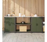 Kitchen Storage Set 3 pcs Olive Green 210 x 50 x 92 cm Berkfield Home Multi One Size