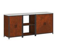 Kitchen Storage Set with Shelf with Storage HATTEM 3 pcs Steel Cabinet vidaXL