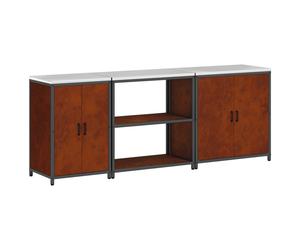 Kitchen Storage Set with Shelf with Storage HATTEM 3 pcs Steel Cabinet vidaXL