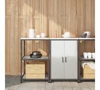Kitchen Storage Set with Shelf with Storage with Door Adjustable 2 pcs Sliver Galvanised steel Berkfield Home Silver One Size