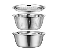 Kitchen Strainer - 26 cm / 10.23 Inch Stainless Steel Colander Bowl | Set of 3 26 cm Strainer Baskets | For Vegetables, Fruits, Rice Washing, Drainage, Kitchen, Home, Apartment, Eat