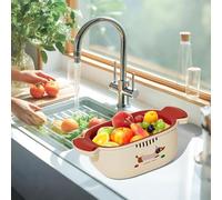 Kitchen Strainer - Foldable Drain Basket | Vegetable Washing Basket, Fruit Washer Bowl with Strainer, Kitchen Manual Dewatering Equipment for Cooked Pasta Rice Berry Veggies Food Prep Salads Meal Prep