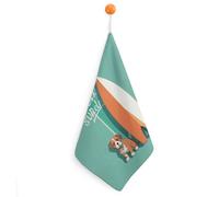 Kitchen Surfboard And Puppy Hand Towels with Hanging Loops, Highly Absorbent & Quick Drying Towels for Kitchen Bathroom, Microfiber Cleaning Cloth, Dish Towel, Tea Towel Decorative, Dish Rag(12x12)