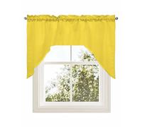 Kitchen Swag Curtains Valances for Windows, Bright Yellow Window Curtains for Bathroom Bedroom Living Room, Solid Color Small Window Valance 56"x36"