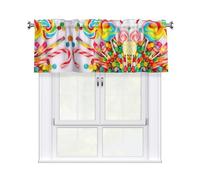 Kitchen Sweet Candy Backdrop Print Curtain Valance 54x18inch,Filtering Semi Sheer,1 Panel Short Curtains For Bedroom,Bathroom