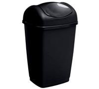 Kitchen Swing Bin Plastic Waste Paper Rubbish Recycle Bin Home Office Kitchen Room Dustbin Black - 50L