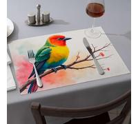 Kitchen & Table Linens A Colorful Bird Perches On A Branch with Red Berries Dining Place Mats Western Tablecloth Premium Kitchen & Dining(1PCS)