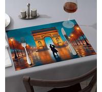 Kitchen & Table Linens A Couple Kissing Under The Arc De Triomphe At Night Dining Place Mats Premium Kitchen & Dining Blue Placemats(6PCS)
