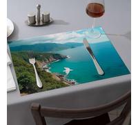 Kitchen & Table Linens Seagull Flying Over Turquoise Coastal Cliffs Dining Place Mats Summer Table Runner Decorative Plates(1PCS)