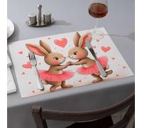 Kitchen & Table Linens Two Bunnies In Pink Tutus Holding Hands Dining Place Mats Summer Table Runner Decorative Plates(1PCS)