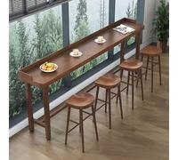 Kitchen Table, Rectangle Live Edge Design, Long Narrow Dining Table with Fence, Industrial Counter Height, Solid Wood Base, Pine Table Top, Pub Bar Table