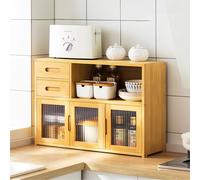 Kitchen Tabletop Storage Cabinet Kitchen Cupboard Sideboard Countertop Storage Cabinet Kitchen Rack Dish Storage Cupboard Multifunctional Multi-layer Spice Storage Rack 62*23*48cm primarycolor