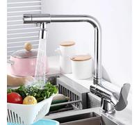 Kitchen Tap 3 Way Fold Rotate Brass-Chrome Plated