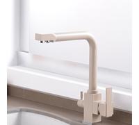 Kitchen Tap 3 Way Rotating Brass Kitchen Sink Taps Mixer 3 in 1-Oatmeal Color
