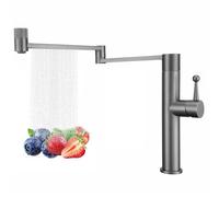 Kitchen Tap 360° Swivel, Foldable Kitchen Sink Tap with 2 Spray Modes, Single Lever 1 Hole, Deck Mount, Brass Material, Ease of Install, Gun Gray