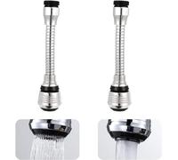 Kitchen Tap Aerator 360° Rotatable Extension Sprayer Head 15.5cm Silver | 2 Pack, Dual Spray Modes, Kitchen & Bathroom, Tap Adapter
