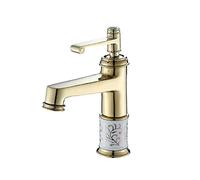 Kitchen Tap Antique Copper Ceramic European Bathroom Wash Basin Retro Single Hole Hot and Cold Water Faucet Hot and Cold Water Basin Faucet Heightening Copper Household V,A