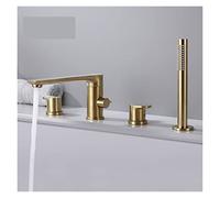 Kitchen Tap, Bathtub Faucet Widespread Tub Sink Mixer Tap Brushed Gold/Black Brass Bathroom Bath Shower Faucet with Hand Shower Head(Brushed Gold Style 2)
