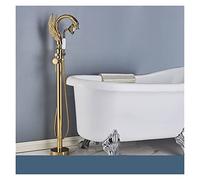Kitchen Tap, Black Bathroom Bathtub Faucet Floor-Standing Hot and Cold Mixer Taps Special Swan-Shaped Water Outlet Bathtub Floor Faucet(Gold A)