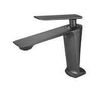 Kitchen Tap, Black/White Basin Faucet Contemporary Bathroom Faucet, Painted Brass Single Handle Single Hole Hot and Cold Faucet Deck for Kitchen, Bathroom,Grey Short-1