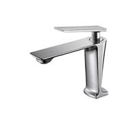 Kitchen Tap, Black/White Basin Faucet Contemporary Bathroom Faucet, Painted Brass Single Handle Single Hole Hot and Cold Faucet Deck for Kitchen, Bathroom,Chrome Short-1
