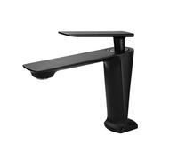 Kitchen Tap, Black/White Basin Faucet Contemporary Bathroom Faucet, Painted Brass Single Handle Single Hole Hot and Cold Faucet Deck for Kitchen, Bathroom,Black Short-1