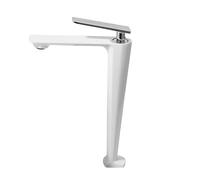 Kitchen Tap, Black/White Basin Faucet Contemporary Bathroom Faucet, Painted Brass Single Handle Single Hole Hot and Cold Faucet Deck for Kitchen, Bathroom,White Tall-1