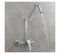 Kitchen Tap, Brass Folding Faucet Wall Mounted Pot Filler Faucet with Three Section Extension Hot and Cold Mixer Tap Single Handle,for Sinks(Black 2 Function) LWX
