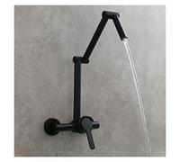 Kitchen Tap, Brass Folding Faucet Wall Mounted Pot Filler Faucet with Three Section Extension Hot and Cold Mixer Tap Single Handle,for Sinks(Black 2 Function) LWX