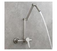 Kitchen Tap, Brass Folding Faucet Wall Mounted Pot Filler Faucet with Three Section Extension Hot and Cold Mixer Tap Single Handle,for Sinks(Black 2 Function) LWX