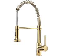 Kitchen Tap Brass Kitchen Faucet 360°Rotation Kitchen Sink Mixer Sp Type Kitchen Mixer Tap Pull-Out Sink Taps There is an Adjustment Function Button at The Nozzle,Gold