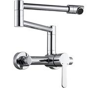 Kitchen Tap Brass Kitchen Faucet Folding Kitchen Sink Mixer 360°Rotation Kitchen Mixer Tap Chrome Plating Hot and Cold Water Two-Hole in-Wall Installation