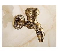 Kitchen Tap, Brass Tap Faucet Garden Bibcocks Antique Brass Dragon Carved Washing Machine Faucet Outdoor Faucet Single Cold Tap(Bronze)