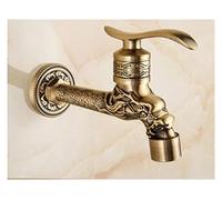 Kitchen Tap, Brass Tap Faucet Garden Bibcocks Antique Brass Dragon Carved Washing Machine Faucet Outdoor Faucet Single Cold Tap(Burgundy)