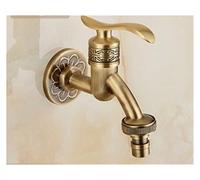 Kitchen Tap, Brass Tap Faucet Garden Bibcocks Antique Brass Dragon Carved Washing Machine Faucet Outdoor Faucet Single Cold Tap(Light Yellow)
