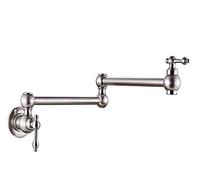 Kitchen Tap, Brushed Gold Foldable Faucet Wall Mounted Single Cold Water Brass Rotate Folding Spout Pot Filler Tap,for Sinks(3)