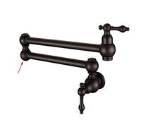 Kitchen Tap, Brushed Gold Kitchen Faucet Wall Mount Bathroom Basin Cold Water Washing Tap Rotate Folding Spout Brass Vanity Sink Crane(Black Bronze C)