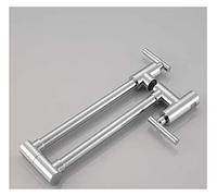 Kitchen Tap, Brushed Gold Kitchen Faucet Wall Mount Bathroom Basin Cold Water Washing Tap Rotate Folding Spout Brass Vanity Sink Crane(C B)