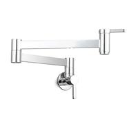 Kitchen Tap Cold Water Wall Mounted Folding Double Switches Brass-Chrome Plated