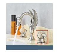 Kitchen Tap, Golden Bathroom Basin Faucet Sink Tap Polished Gold Bathtub Swan Two Crystal Handwheel Elegant Mixer Tap Widespread(Brushed Nickel B)