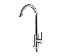 Ibergrif M18703 Cold Water Kitchen Sink Taps, Kitchen Tap with 360 ° Swivel, High Arc, Single Handle, with UK Standard Hoses