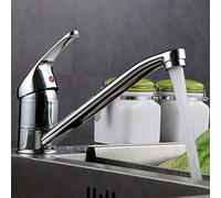 Kitchen Tap, Kitchen Sink Mixer Tap, Single Lever with Long Swivel Spout, Chrome Brass Traditional Kitchen Sink Tap, Monobloc Single Handle Leadfree Swivel Spout Mixer Faucet with Standard Fittings