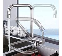Kitchen Tap Kitchen Taps Stainless Steel Kitchen Mixer Tap Folding Inside Window Kitchen Sink Mixer Tap Single Lever Hot and Cold Kitchen Faucet-Brushed-A