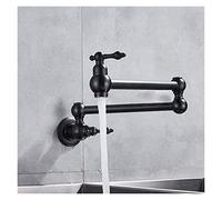 Kitchen Tap, Pot Filler Tap Wall Mounted Foldable Brushed Gold Faucet Single Cold Sink Rotate Folding Spout Chrome Brass,for Sinks(Nero)